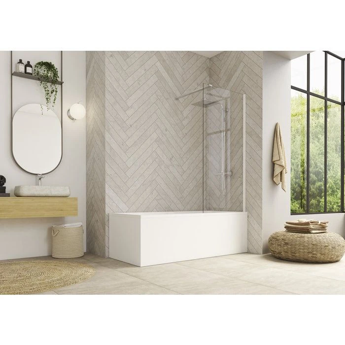 Pare-baignoire fixe verre transparent - 1 ventail - 150 x 80 cm - Hydra - Kinedo Pare-baignoire Fixe Verre Transparent - 1 Ventail - 150 X 80 Cm - Hydra - Kinedo -Cazabox 104240 i 1