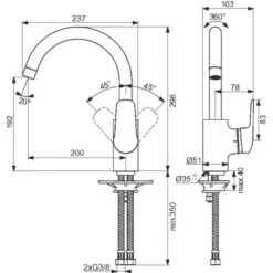 Mitigeur Cuisine - Bec Haut - OKYRIS - Porcher -Cazabox 113029 t