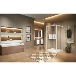 Porte Coulissante Accès D'angle - Transparente - Lunes A 2.0 - 87 Cm - Novellini