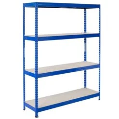 Étagère De Rangement Métallique/bois Sur 4 Niveaux - 192 X 120 X 50 Cm - Stabil 4 - AR Shelving