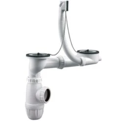 Ensemble En Plastique Blanc Pour évier Inox 2 Cuves - Valentin