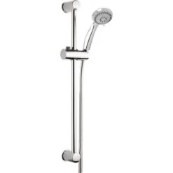 Ensemble De Douche Chromé Barre Ø 25 Mm - Douchette Boréal 5 Jet Ø 80 Mm - Odyssea