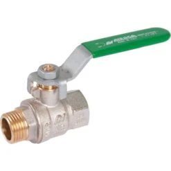 Vanne à Boisseau Sphérique Nickelé NF - MF 1"1/4 - Manette Plate Verte - Sféraco