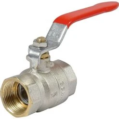 Vanne à Boisseau Sphérique Nickelé - FF 4" - Manette Plate Rouge - Sféraco