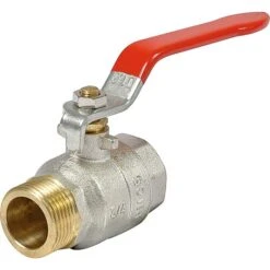 Vanne à Boisseau Sphérique Nickelé - MF 1/2" - Manette Plate Rouge - Sféraco