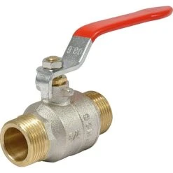 Vanne à Boisseau Sphérique Nickelé - MM 3/4" - Manette Plate Rouge - Sféraco