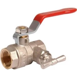 Vanne à Boisseau Sphérique Nickelé - FF à Purge 1" - Manette Plate Rouge - Sféraco