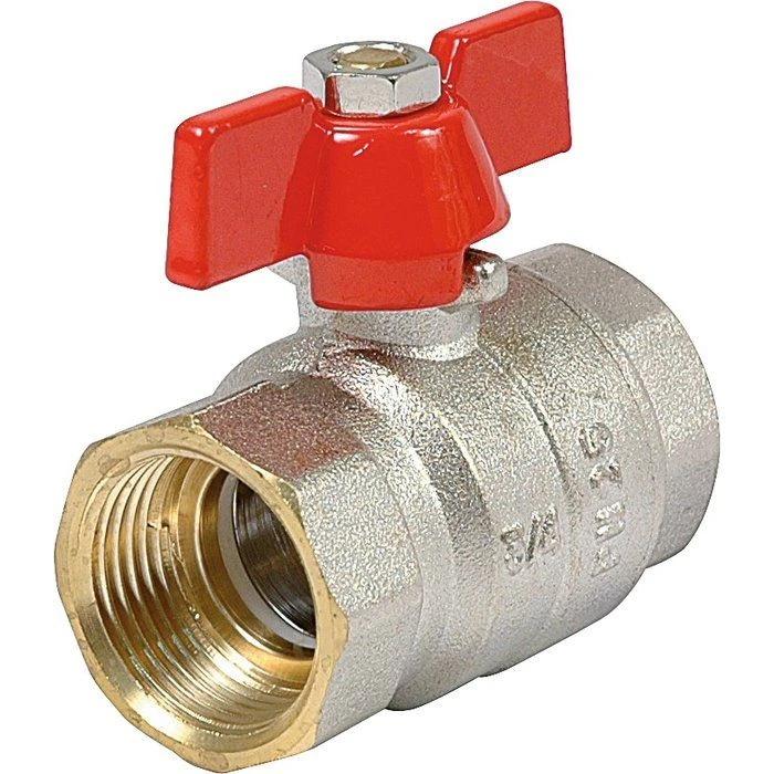 Vanne à boisseau sphérique nickelé - FF 3/4" - Manette papillon rouge - Sféraco Vanne à Boisseau Sphérique Nickelé - FF 3/4" - Manette Papillon Rouge - Sféraco -Cazabox 162690