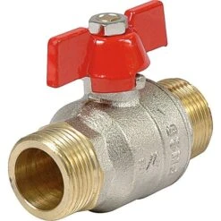 Vanne à Boisseau Sphérique Nickelé - MM 1/2" - Manette Papillon Rouge - Sféraco