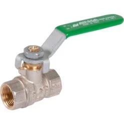 Vanne à Boisseau Sphérique Nickelé NF - FF 1/2" - Manette Plate Verte - Sféraco