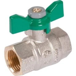 Vanne à Boisseau Sphérique Nickelé NF - FF 3/4" - Manette Papillon Verte - Sféraco