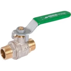 Vanne à Boisseau Sphérique Nickelé NF - MM 1" - Manette Plate Verte - Sféraco