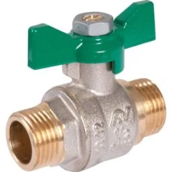 Vanne à Boisseau Sphérique Nickelé NF - MM 1/2" - Manette Papillon Verte - Sféraco