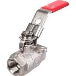 Vanne à Boisseau Sphérique 2 Pièces Inox - FF 2" - Manette Plate Rouge - Sféraco