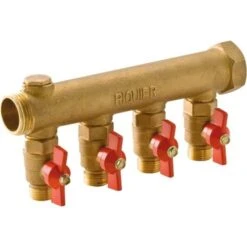 Collecteur 4 Sorties - MF 1" - Avec Vanne M 1/2" - Riquier