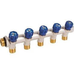 Collecteur 5 Sorties - MF 3/4" - Avec Vanne Bleu M 1/2" - PB Tub