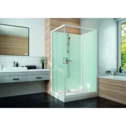 Cabine De Douche Rectangulaire - Portes Coulissantes - Verre Transparent - 100 X 80 Cm - Izi Glass2 - Leda