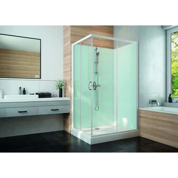 Cabine de douche rectangulaire - Portes coulissantes - Verre transparent - 100 x 80 cm - Izi Glass2 - Leda Cabine De Douche Rectangulaire - Portes Coulissantes - Verre Transparent - 100 X 80 Cm - Izi Glass2 - Leda -Cazabox 194919 i 1