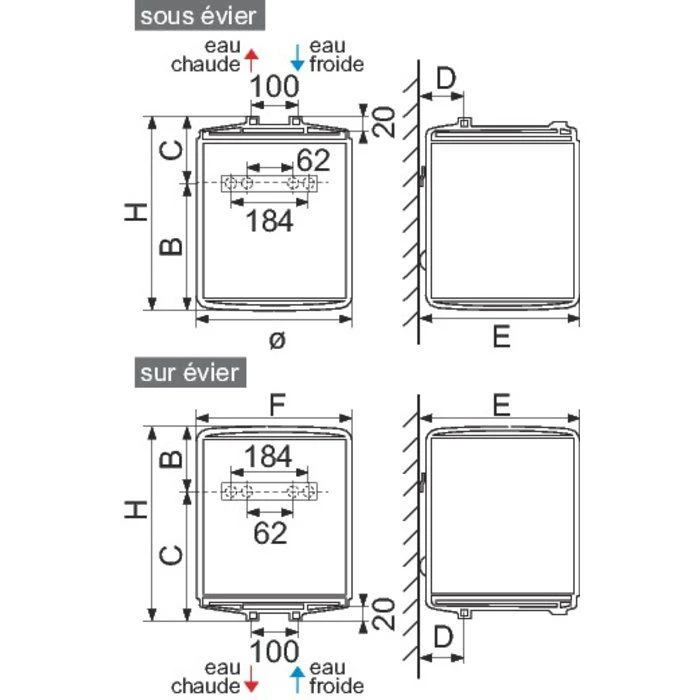 Chauffe-eau sous évier 15L - Monophasé 2000 W - Atlantic Chauffe-eau Sous évier 15L - Monophasé 2000 W - Atlantic -Cazabox 200805 t 1