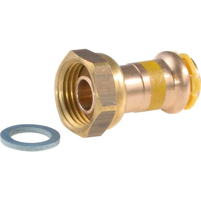 Raccord droit gaz écrou tournant - Ø 22 mm - F 3/4" - 400 mbar - VSH SudoPress - Aalberts Raccord Droit Gaz écrou Tournant - Ø 22 Mm - F 3/4" - 400 Mbar - VSH SudoPress - Aalberts -Cazabox 208004