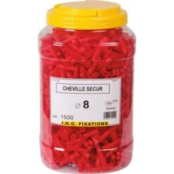 Cheville à Expansion Rouge - Ø 8 Mm - Secur - Seau De 1500 Pièces - ING Fixation