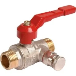 Vanne à Boisseau Sphérique Nickelé - MM à Purge 3/4" - Manette Plate Rouge - Ravani