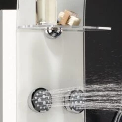 Colonne De Douche Hydromassante Thermostatique En Verre Blanc - Tête Ronde Ø 20 Cm - Douchette 3 Jets - Avec Tablette - Nautilus - Valentin 4 Colonne De Douche Hydromassante Thermostatique En Verre Blanc - Tête Ronde Ø 20 Cm - Douchette 3 Jets - Avec Tablette - Nautilus - Valentin -Cazabox 287698 u 3