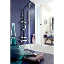 Colonne Bain / Douche Thermostatique Chromé - Tête Douche Carrée 30 Cm - Douchette 1 Jet - Avec 2 Tablettes - Touareg 300 - Valentin 5 Colonne Bain / Douche Thermostatique Chromé - Tête Douche Carrée 30 Cm - Douchette 1 Jet - Avec 2 Tablettes - Touareg 300 - Valentin -Cazabox 287722 u 1