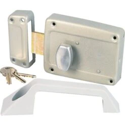 Serrure à Bouton Gauche En Applique - Clé I - Pour Porte De Garage - Sélection Cazabox