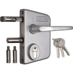 Serrure De Portail En Applique Argent - Clé I - Axe à 30 Mm - Profil 40 à 60 Mm - LAKQ - Locinox