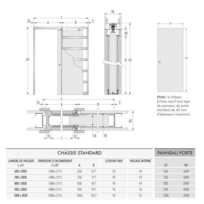 Châssis pour cloison - 630X2040 - Eclisse Châssis Pour Cloison - 630X2040 - Eclisse -Cazabox 314614 t