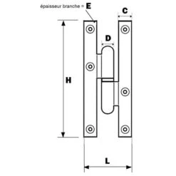 Paumelle Renforcée Roulée Droite - 110 X 55 Mm - Clemenson -Cazabox 380604 t 3