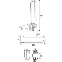 Barre D'appui Relevable - 600 Mm - Ø 30 Mm - Inox époxy Blanc - Pellet ASC -Cazabox 385790 t