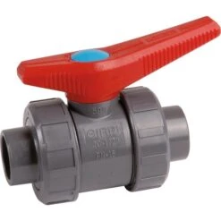 Vanne à Boisseau Sphérique PVC Pression Noire - Tube Ø 20 Mm - Manette Rouge - Girpi