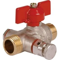 Vanne à Boisseau Sphérique Nickelé - MM à Purge 1/2" - Manette Papillon Rouge - Ravani