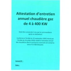 Carnet D'entretien Pour Chaudière à Gaz - CBM