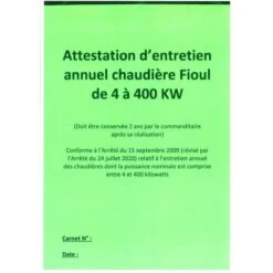 Carnet D'entretien Pour Chaudière à Fioul - CBM