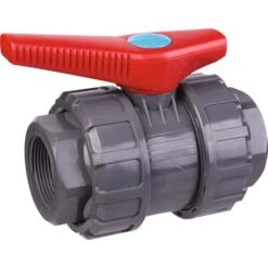 Vanne à Boisseau Sphérique PVC Pression Noire - FF 3/4" - Manette Rouge - Girpi