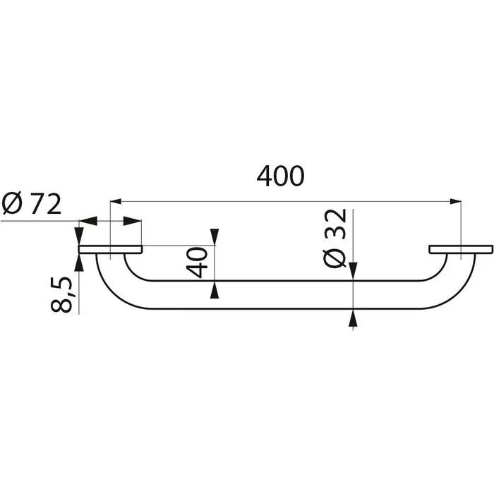 Barre d'appui droite chromée - Ø 32 mm - entraxe 400 mm - Delabie Barre D'appui Droite Chromée - Ø 32 Mm - Entraxe 400 Mm - Delabie -Cazabox 510616 t