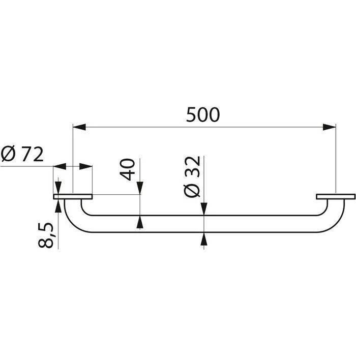Barre d'appui droite blanche - Ø 32 mm - entraxe 500 mm - Basic - Delabie Barre D'appui Droite Blanche - Ø 32 Mm - Entraxe 500 Mm - Basic - Delabie -Cazabox 510623 t