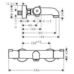 Mitigeur Thermostatique Baignoire - Entraxes 150 Mm - Ecostat 1001 CL - Hansgrohe -Cazabox 529686 t