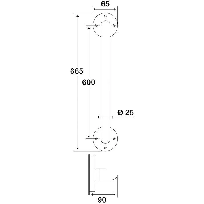 Barre d'appui droite blanche - 665 mm - Ø 25 mm - Godonnier Barre D'appui Droite Blanche - 665 Mm - Ø 25 Mm - Godonnier -Cazabox 564061 t