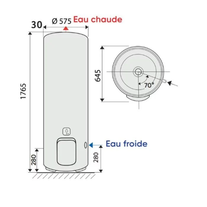 Chauffe-eau électrique connecté - Aquéo - Atlantic - Vertical mural - 300L - Ø57cm Chauffe-eau électrique Connecté - Aquéo - Atlantic - Vertical Mural - 300L - Ø57cm -Cazabox 902258576 mp t 2 1