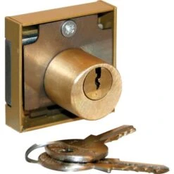 Serrure De Meuble à Cylindre Rond En Acier époxy Bronze - Version Droite - 41 X 41 Mm - 2 Clés - Devismes