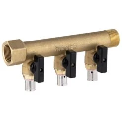 Collecteur 4 Sorties - MF 3/4" - Avec Vanne à Sertir PER Ø 16 Mm - Riquier